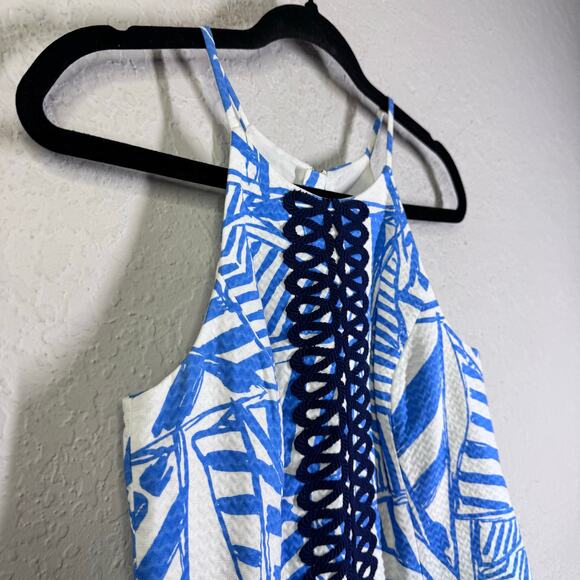 LILLY PULITZER Dress‎ 2 Annabelle Bay Blue Yacht Sea Racerback Seersucker NWT - Picture 7 of 15